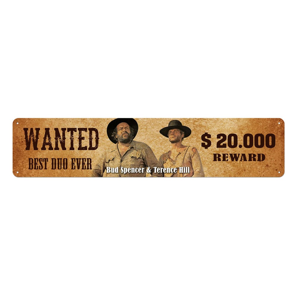 Bud Spencer & Terence Hill Blechschild Wanted 46 x 10 cm