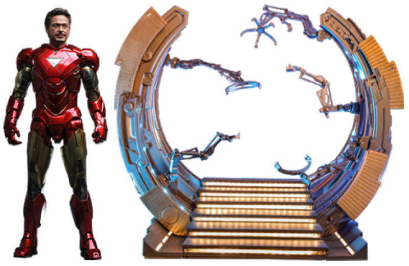 Marvel's The Avengers Movie Masterpiece Diecast Actionfigur 1/6 Iron Man Mark VI (2.0) mit Suit-Up Gantry 32 cm