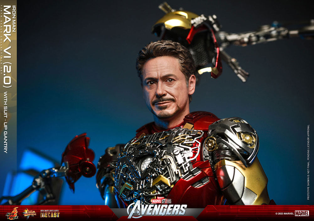 Marvel's The Avengers Movie Masterpiece Diecast Actionfigur 1/6 Iron Man Mark VI (2.0) mit Suit-Up Gantry 32 cm