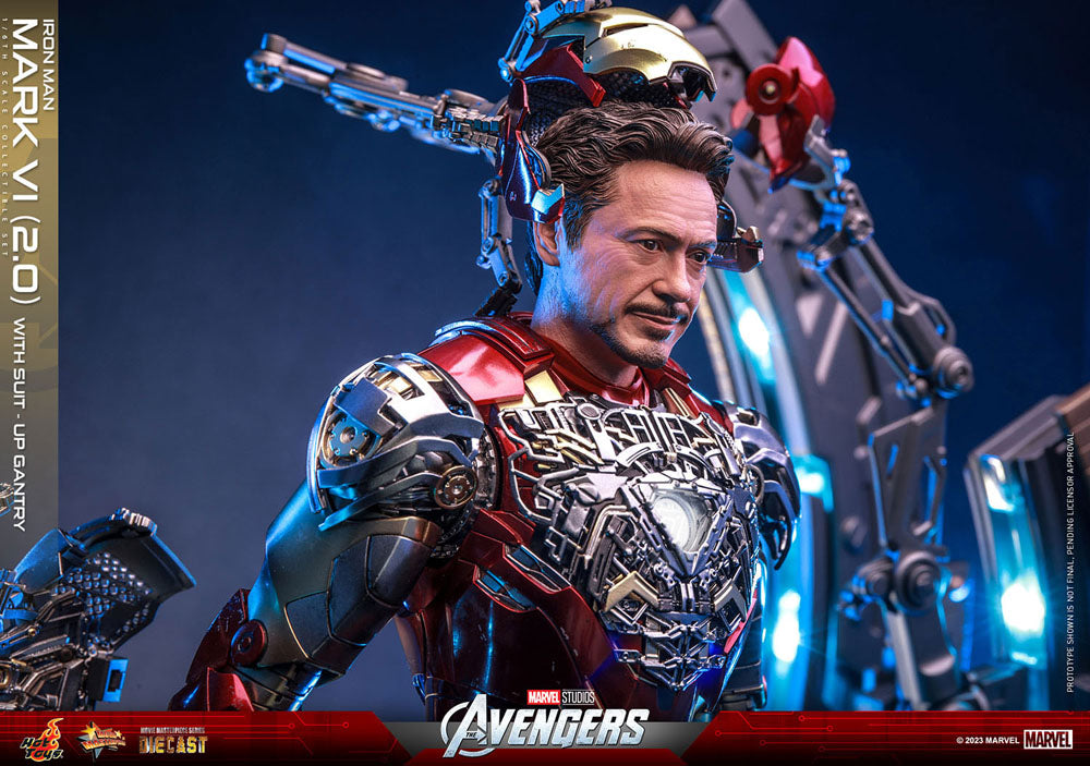 Marvel's The Avengers Movie Masterpiece Diecast Actionfigur 1/6 Iron Man Mark VI (2.0) mit Suit-Up Gantry 32 cm