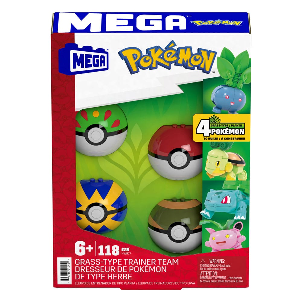 Pokémon MEGA Bauset 4 Pflanzen-Typ Pokémon Sets