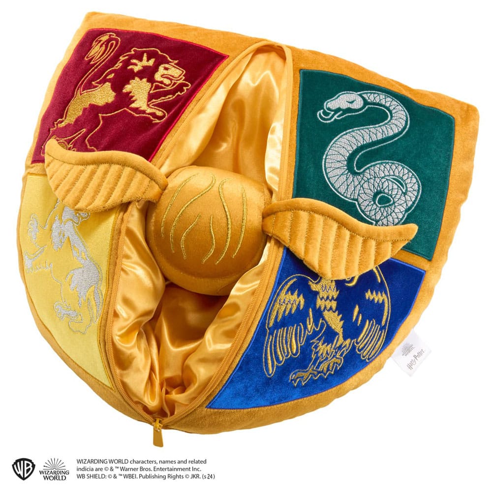 Harry Potter Kissen mit Plüschfigur Quidditch Wappen & Goldener Schnatz 