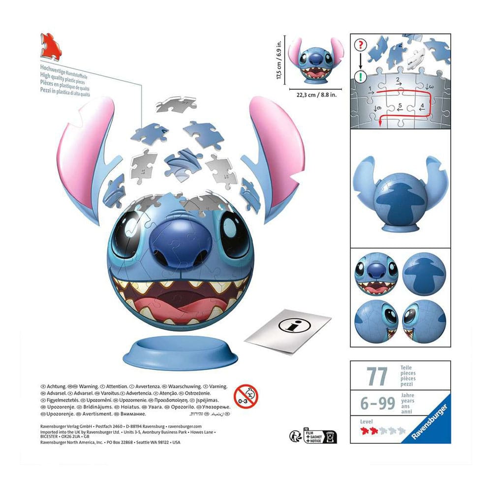 Lilo & Stitch 3D Puzzle Ball mit Ohren Stitch (77 Teile)