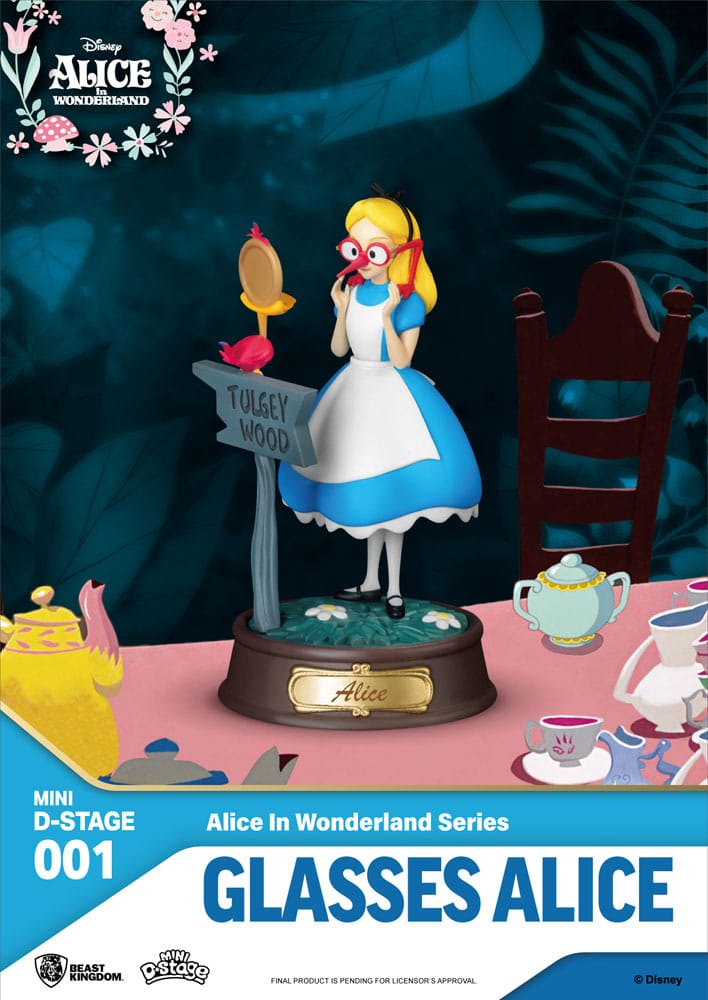 Alice im Wunderland Mini Diorama Stage PVC Statue Glasses Alice 10 cm
