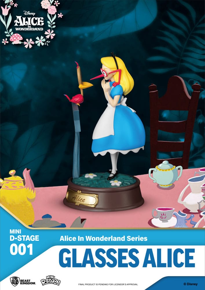 Alice im Wunderland Mini Diorama Stage PVC Statue Glasses Alice 10 cm