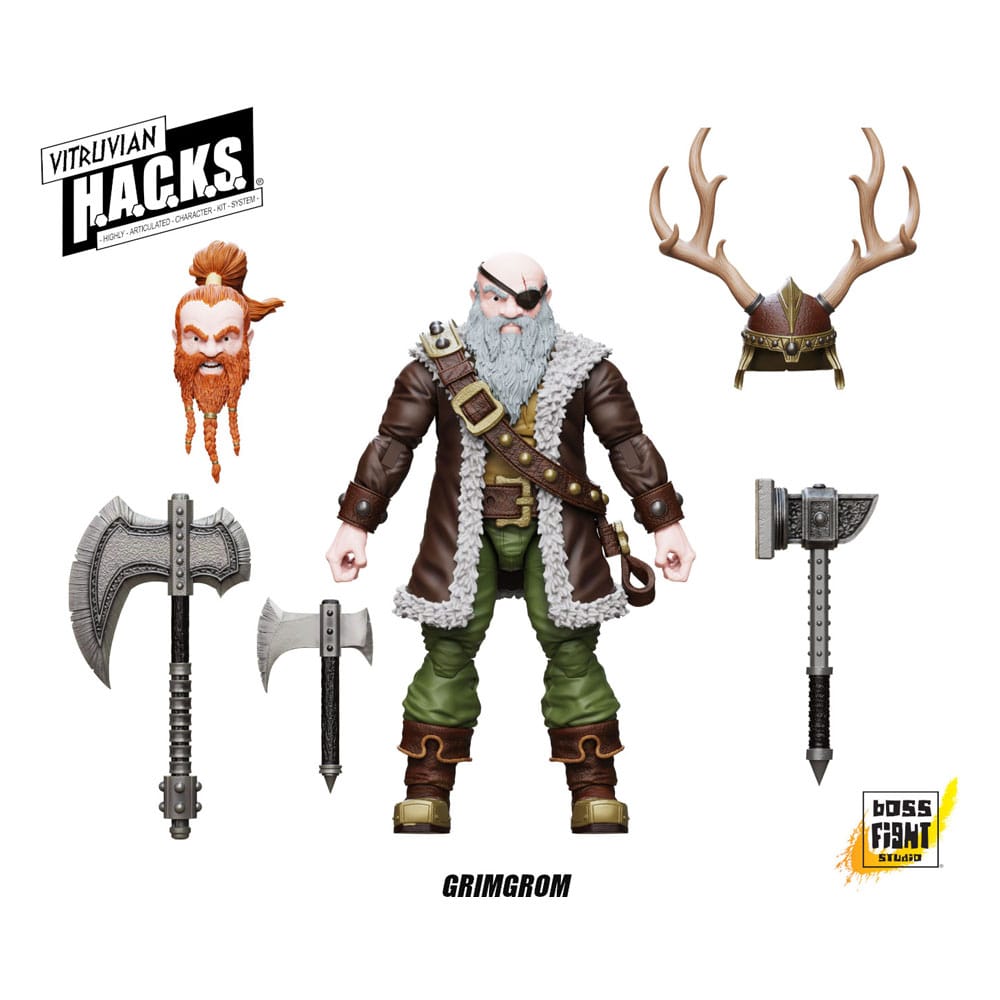 Vitruvian H.A.C.K.S. Actionfigur Dwarf Mercenary Grimgrom