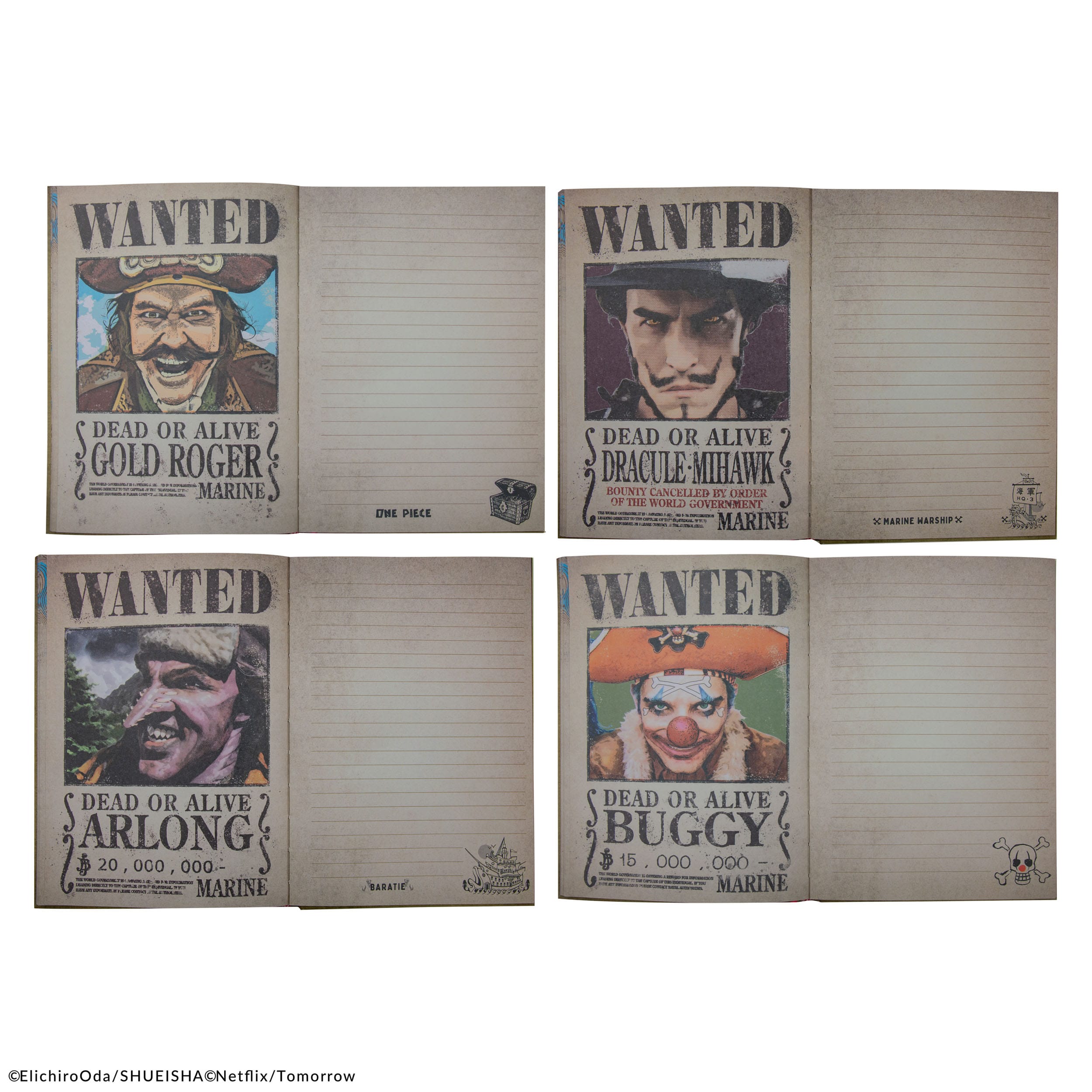 One Piece Notizbuch Wanted Posters