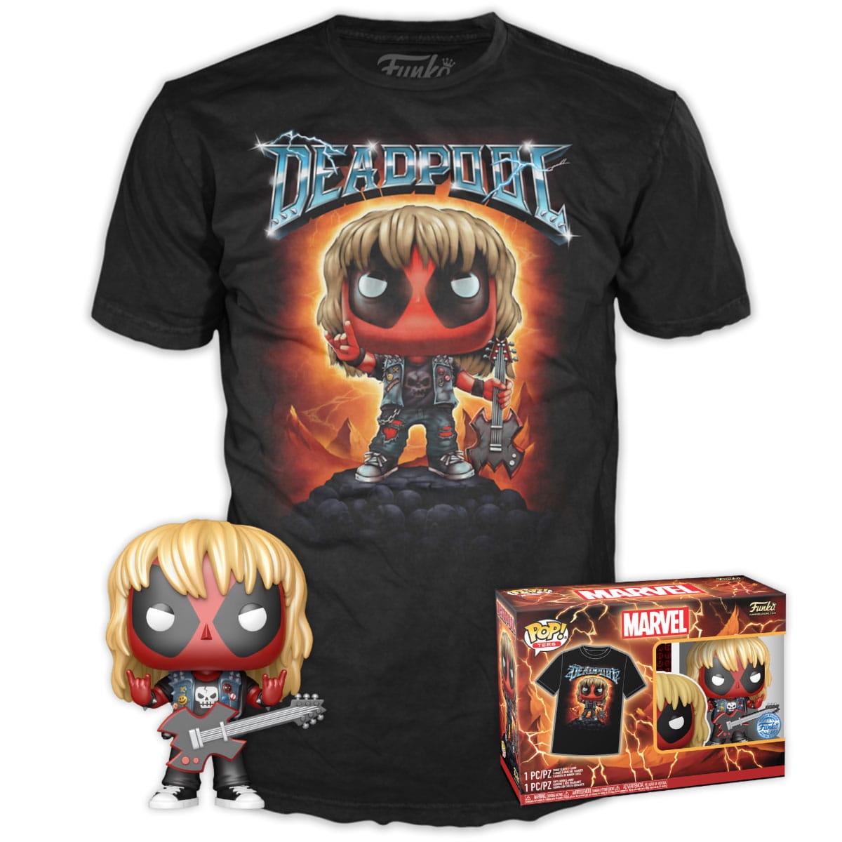 Deadpool POP! & Tee Vinyl Figur & T-Shirt Set Heavy Metal Größe M