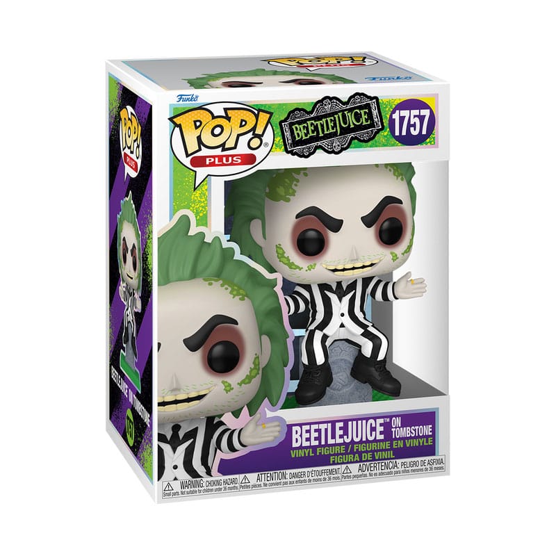 Beetlejuice POP! Plus Movies Vinyl Figur Beetlejuice w/tombstone 9 cm