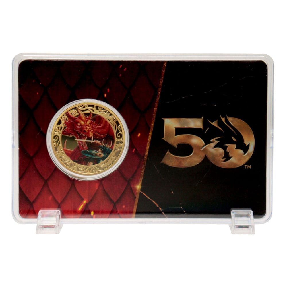 Dungeons & Dragons Sammelmünze 50th Anniversary with Colour Print 24k Gold Plated Edition 4 cm