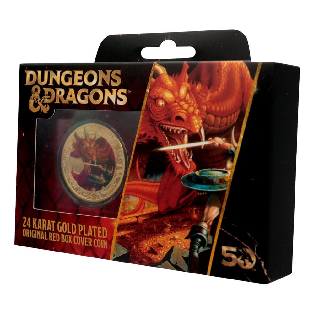 Dungeons & Dragons Sammelmünze 50th Anniversary with Colour Print 24k Gold Plated Edition 4 cm