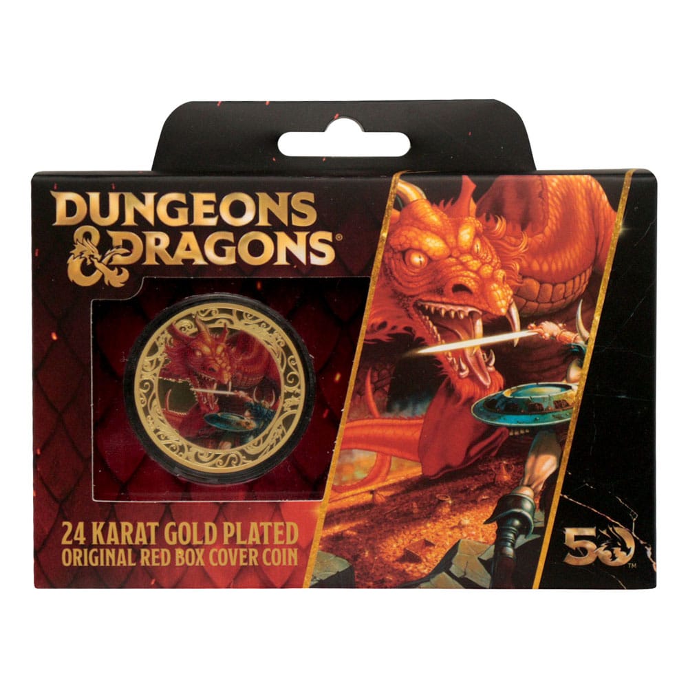 Dungeons & Dragons Sammelmünze 50th Anniversary with Colour Print 24k Gold Plated Edition 4 cm