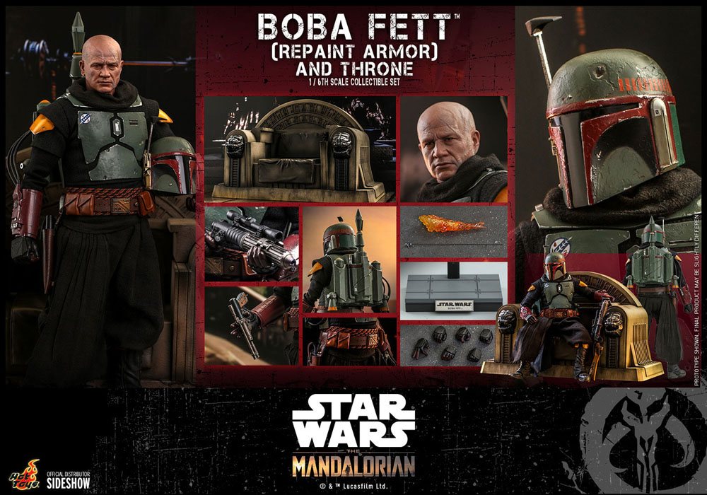 Star Wars The Mandalorian Actionfigur 1/6 Boba Fett (Repaint Armor) and Throne 30 cm