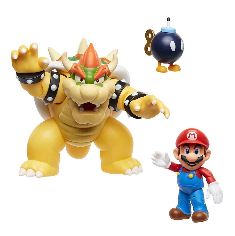 World of Nintendo Actionfiguren 3er-Pack Mario vs. Bowser Lava Battle 6-15 cm