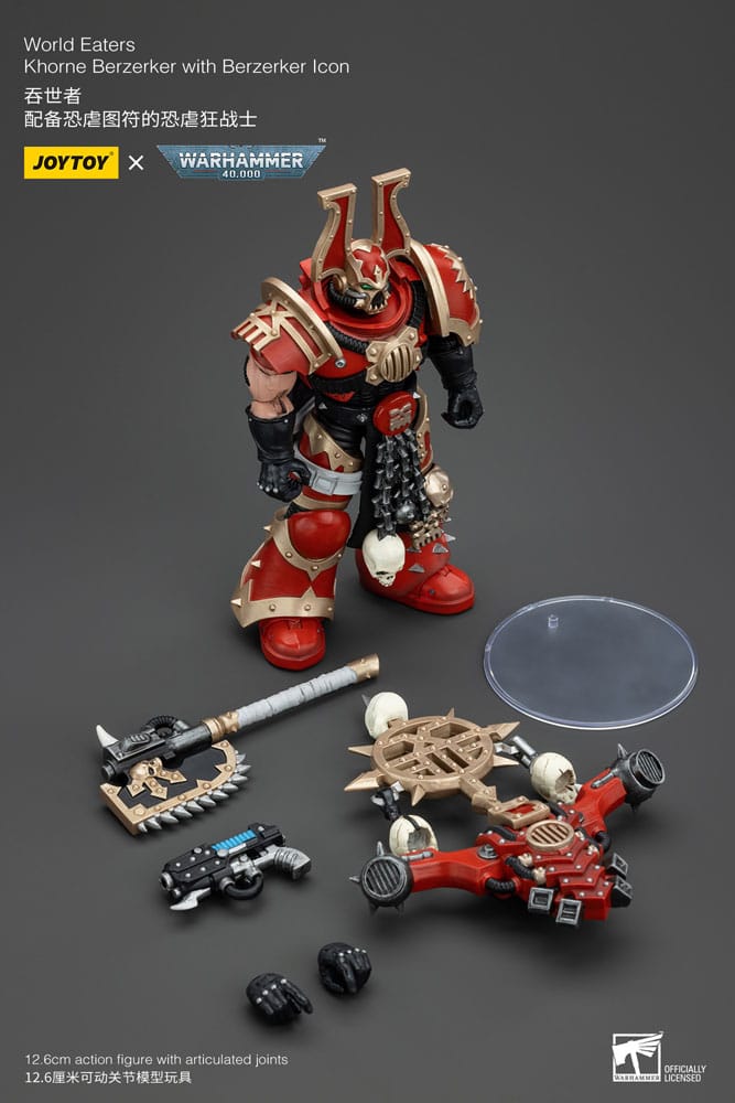 Warhammer 40k Actionfigur 1/18 World Eaters Khorne Berzerker with Berzerker lcon 13 cm