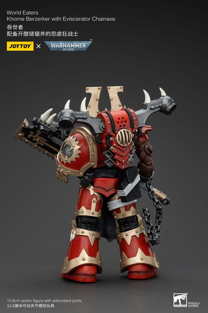 Warhammer 40k Actionfigur 1/18 World Eaters Khorne Berzerker with Eviscerator Chainaxe 13 cm