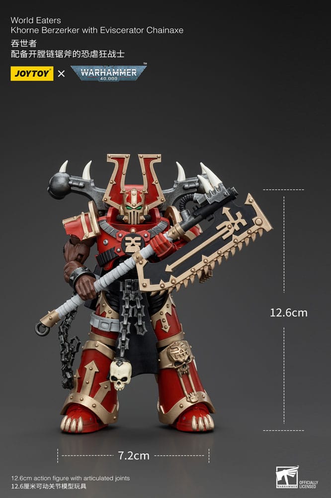 Warhammer 40k Actionfigur 1/18 World Eaters Khorne Berzerker with Eviscerator Chainaxe 13 cm