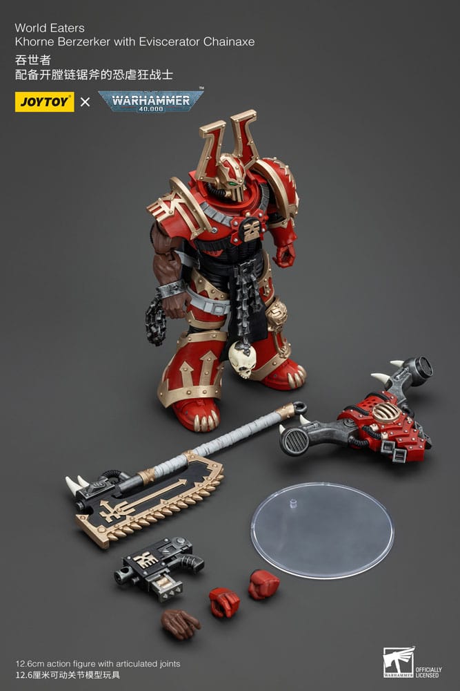 Warhammer 40k Actionfigur 1/18 World Eaters Khorne Berzerker with Eviscerator Chainaxe 13 cm