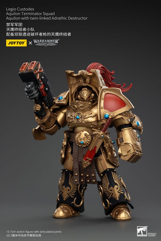 Warhammer The Horus Heresy Actionfigur 1/18 Legio Custodes Aquilon Terminator Squad Aquilon with twin-linked Adrathic Destructor 14 cm