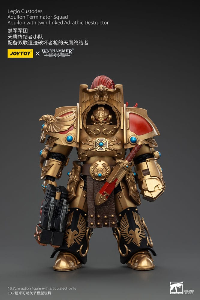 Warhammer The Horus Heresy Actionfigur 1/18 Legio Custodes Aquilon Terminator Squad Aquilon with twin-linked Adrathic Destructor 14 cm