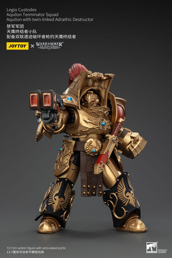 Warhammer The Horus Heresy Actionfigur 1/18 Legio Custodes Aquilon Terminator Squad Aquilon with twin-linked Adrathic Destructor 14 cm