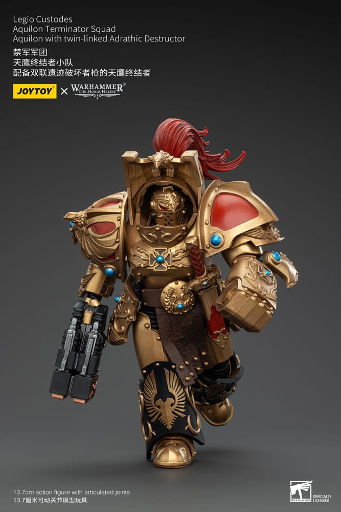 Warhammer The Horus Heresy Actionfigur 1/18 Legio Custodes Aquilon Terminator Squad Aquilon with twin-linked Adrathic Destructor 14 cm