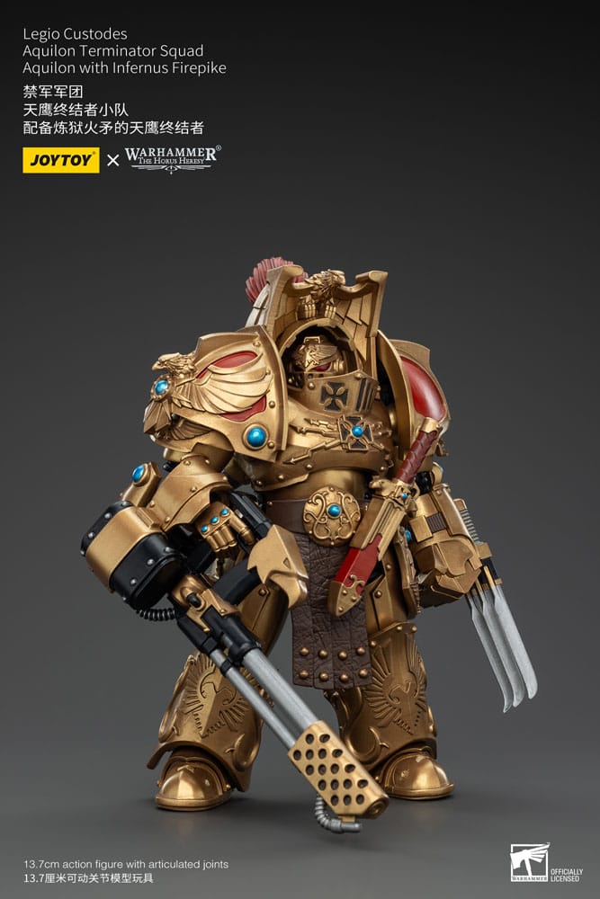 Warhammer The Horus Heresy Actionfigur 1/18 Legio Custodes Aquilon Terminator Squad Aquilon with Infernus Firepike 14 cm