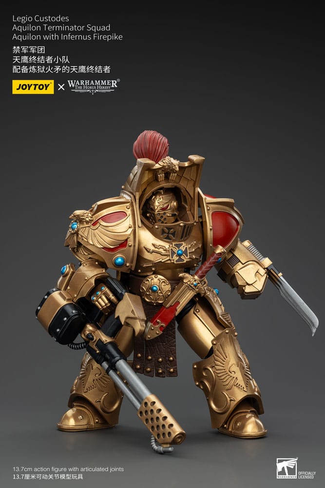 Warhammer The Horus Heresy Actionfigur 1/18 Legio Custodes Aquilon Terminator Squad Aquilon with Infernus Firepike 14 cm