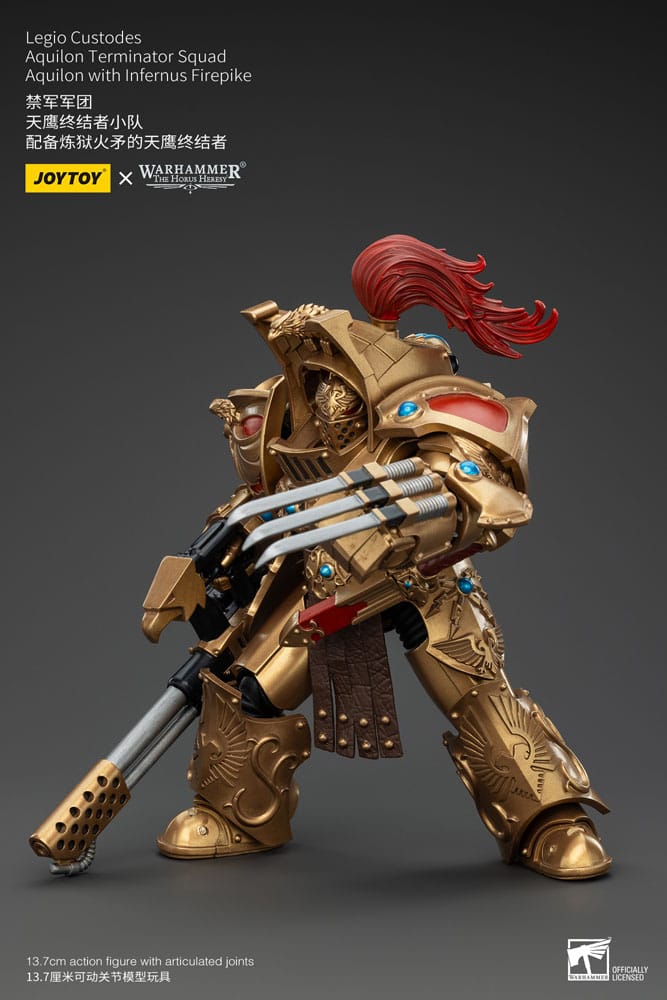 Warhammer The Horus Heresy Actionfigur 1/18 Legio Custodes Aquilon Terminator Squad Aquilon with Infernus Firepike 14 cm