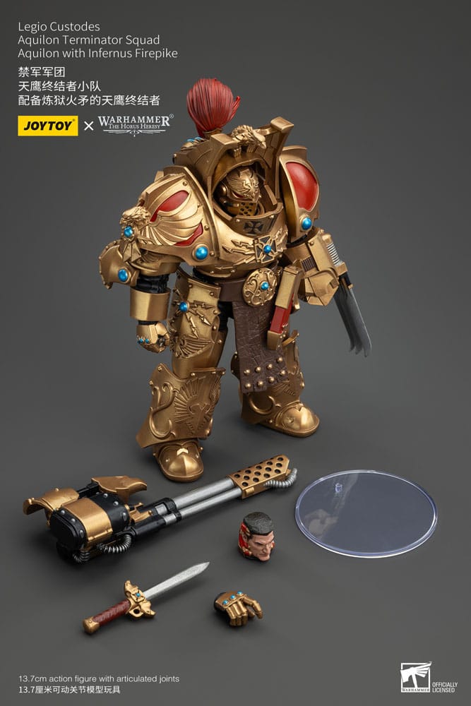 Warhammer The Horus Heresy Actionfigur 1/18 Legio Custodes Aquilon Terminator Squad Aquilon with Infernus Firepike 14 cm