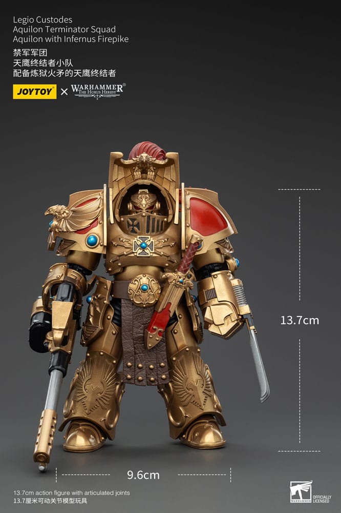 Warhammer The Horus Heresy Actionfigur 1/18 Legio Custodes Aquilon Terminator Squad Aquilon with Infernus Firepike 14 cm