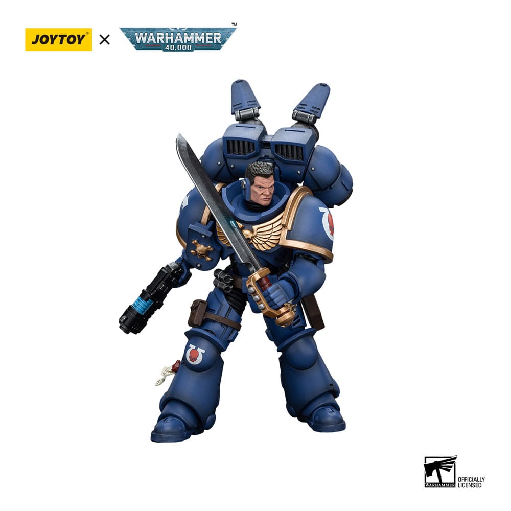 Warhammer 40k Actionfigur 1/18 Ultramarines Jump Pack Intercessors Sergeant With Plasma Pistol And Power Sword 12 cm