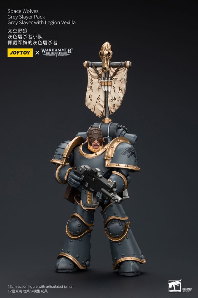 Warhammer The Horus Heresy Actionfigur 1/18 Space Wolves Grey Slayer Pack Grey Slayer With Legion Vexilla 12 cm