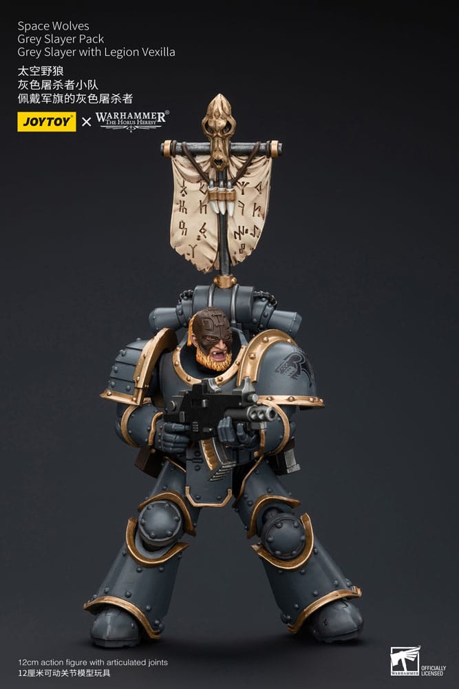 Warhammer The Horus Heresy Actionfigur 1/18 Space Wolves Grey Slayer Pack Grey Slayer With Legion Vexilla 12 cm