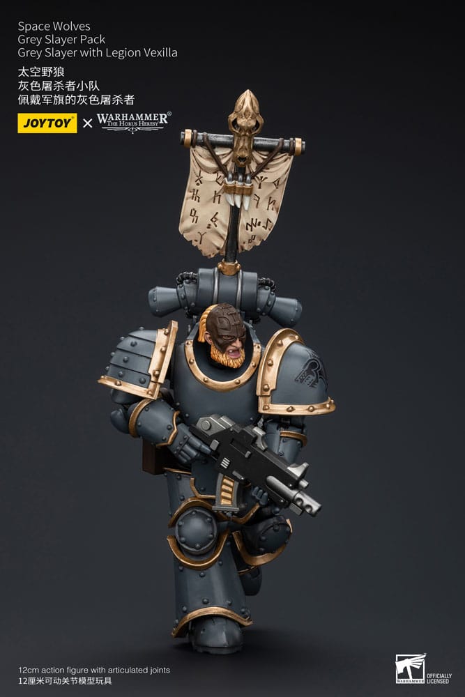 Warhammer The Horus Heresy Actionfigur 1/18 Space Wolves Grey Slayer Pack Grey Slayer With Legion Vexilla 12 cm