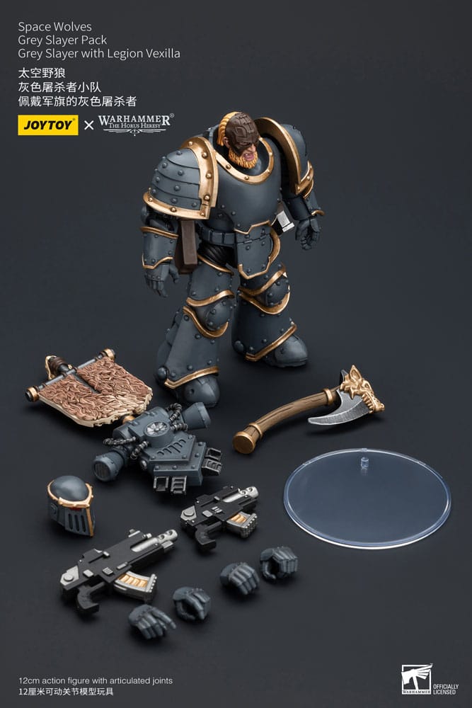 Warhammer The Horus Heresy Actionfigur 1/18 Space Wolves Grey Slayer Pack Grey Slayer With Legion Vexilla 12 cm