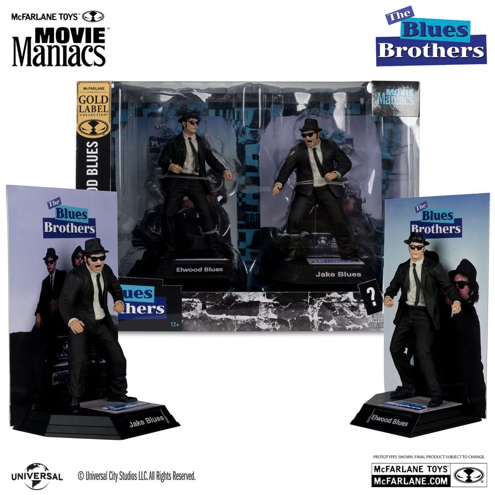 The Blues Brothers Movie Maniacs Actionfiguren 2er-Pack Jake & Elwood Blues (Gold Label) 15 cm