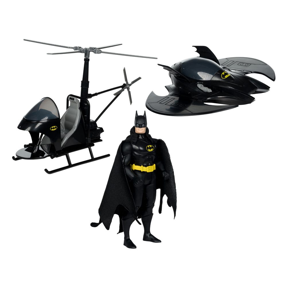 DC Direct Super Powers Actionfiguren 3er Pack Batman (Black Suit), The Whirly & The Batwing (Black) (Gold Label) (SDCC) 13 cm