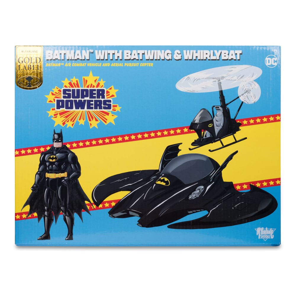 DC Direct Super Powers Actionfiguren 3er Pack Batman (Black Suit), The Whirly & The Batwing (Black) (Gold Label) (SDCC) 13 cm