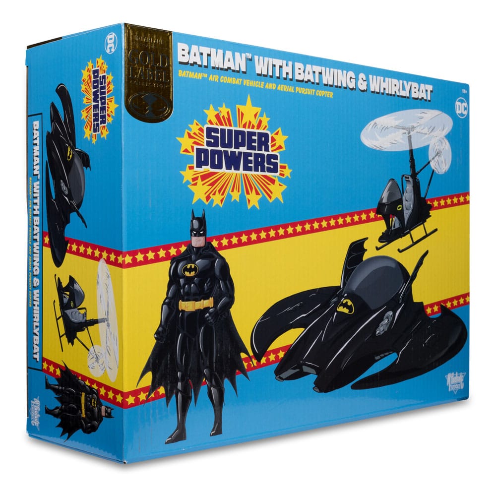 DC Direct Super Powers Actionfiguren 3er Pack Batman (Black Suit), The Whirly & The Batwing (Black) (Gold Label) (SDCC) 13 cm