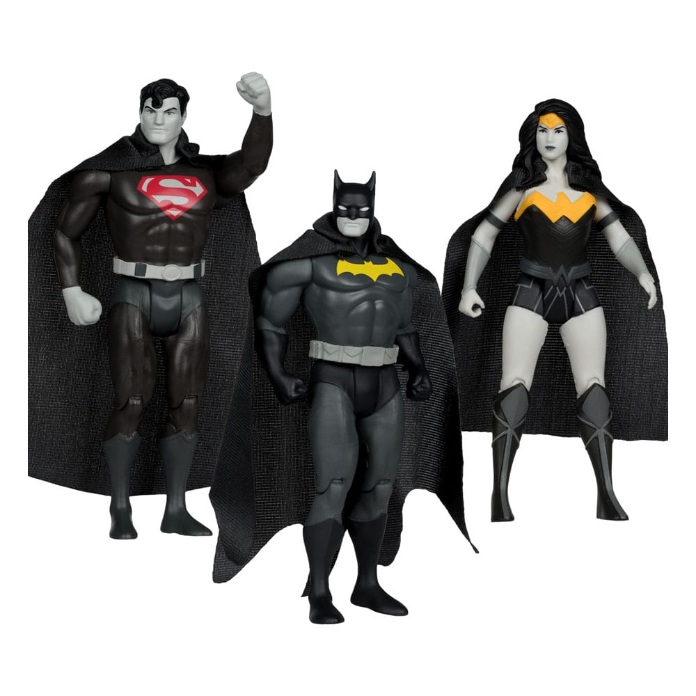 DC Direct Super Powers Actionfiguren Batman, Superman & Wonder Woman Black & White Accent Edition Gold Label 13 cm