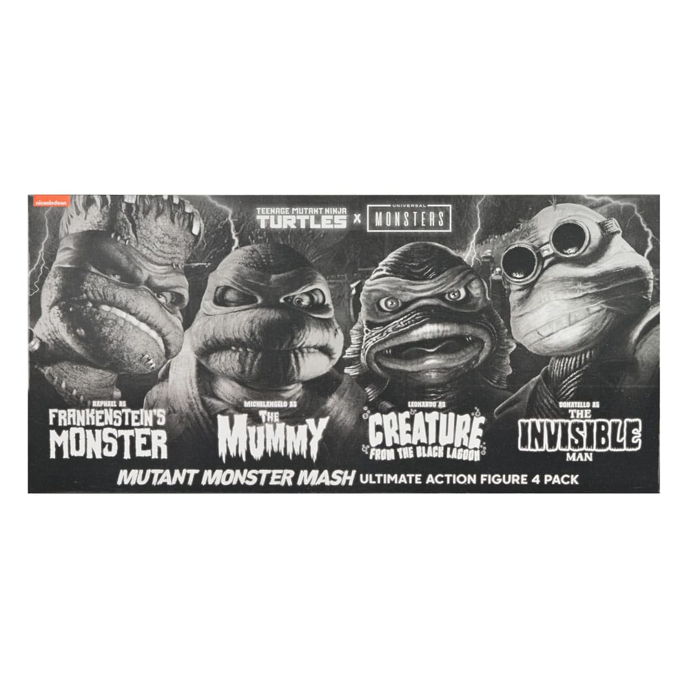 Universal Monsters x Teenage Mutant Ninja Turtles Actionfiguren 4er-Pack Turtles Black & White 18 cm