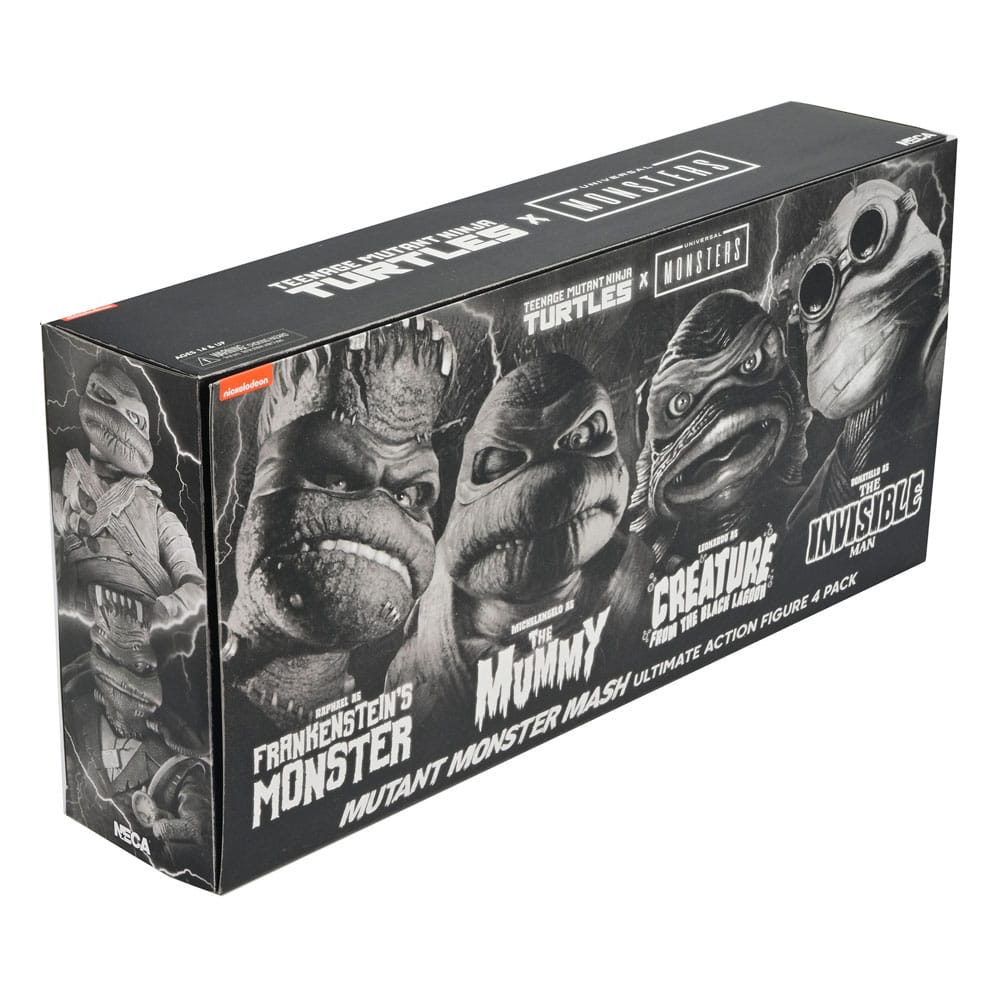 Universal Monsters x Teenage Mutant Ninja Turtles Actionfiguren 4er-Pack Turtles Black & White 18 cm