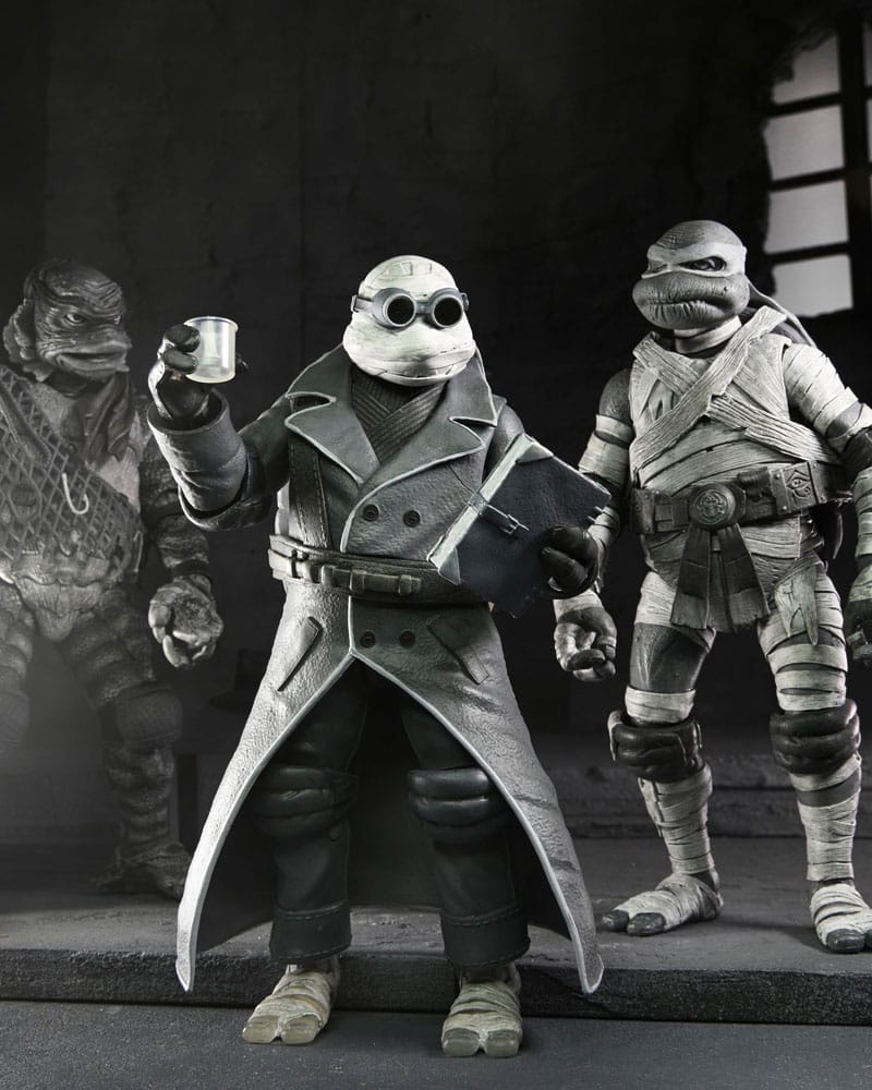 Universal Monsters x Teenage Mutant Ninja Turtles Actionfiguren 4er-Pack Turtles Black & White 18 cm