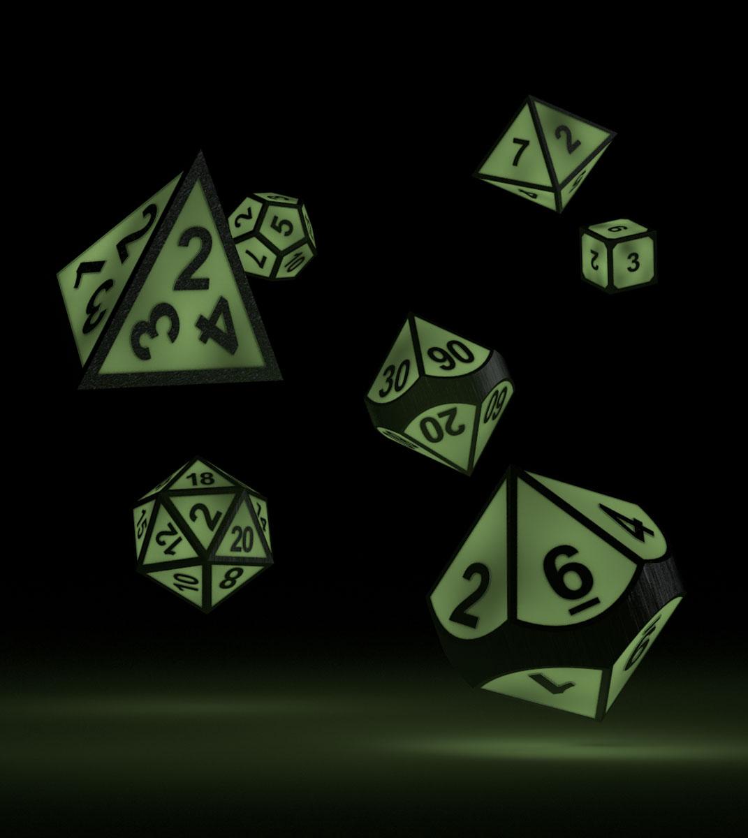 Oakie Doakie Dice Würfel RPG-Set Metal Glow in the Dark - Druid's Blaze (7)