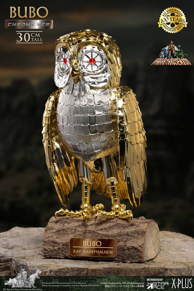 Bubo the Mechanical Owl Soft Vinyl Statue Ray Harryhausens Bubo Chrome Ver. 30 cm